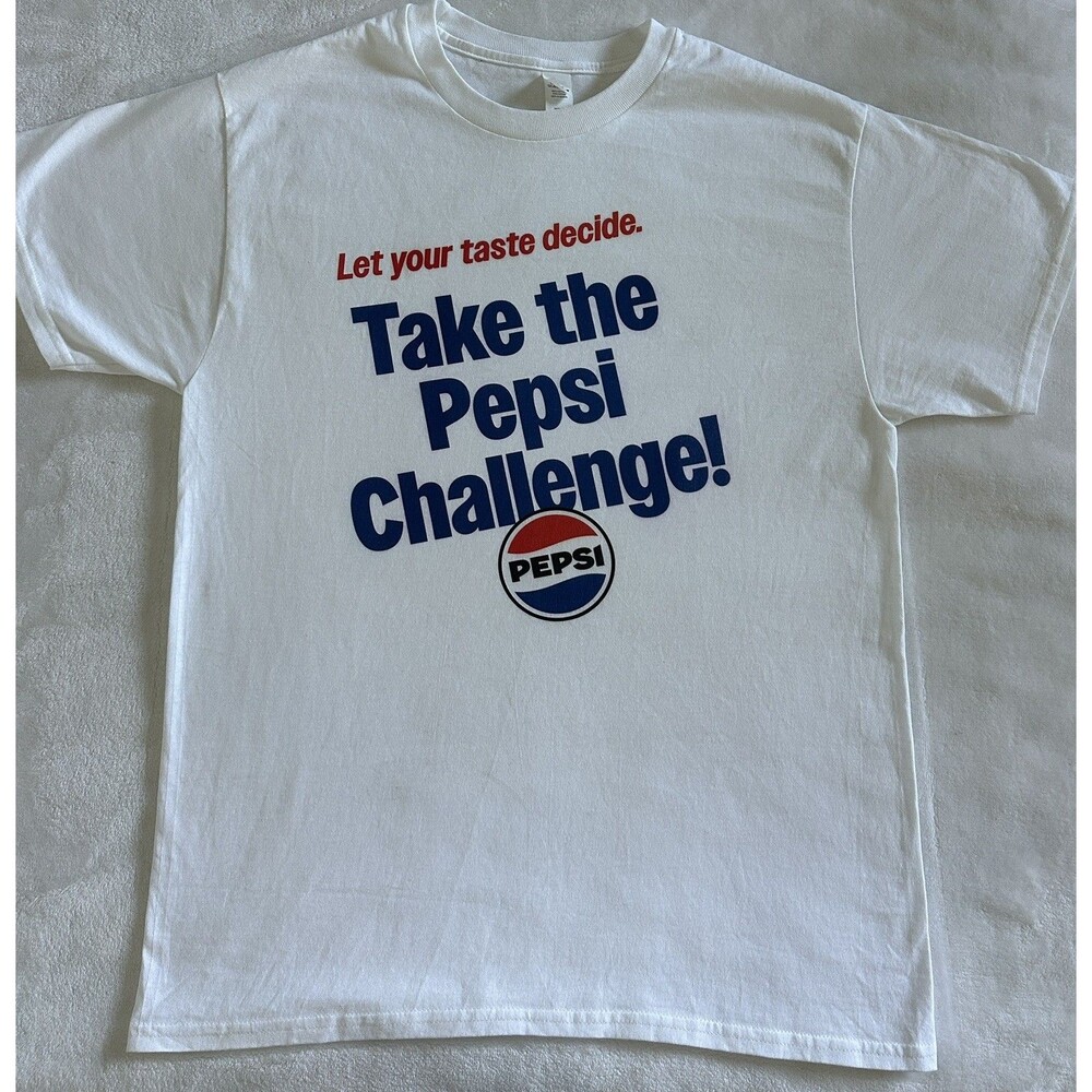NWOT Pepsi Challenge T Shirt White Mens M Retro Soda Y2K Promo Graphic Tee